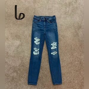 American Eagle Outfitters Ripped Blue Skinny Jeans